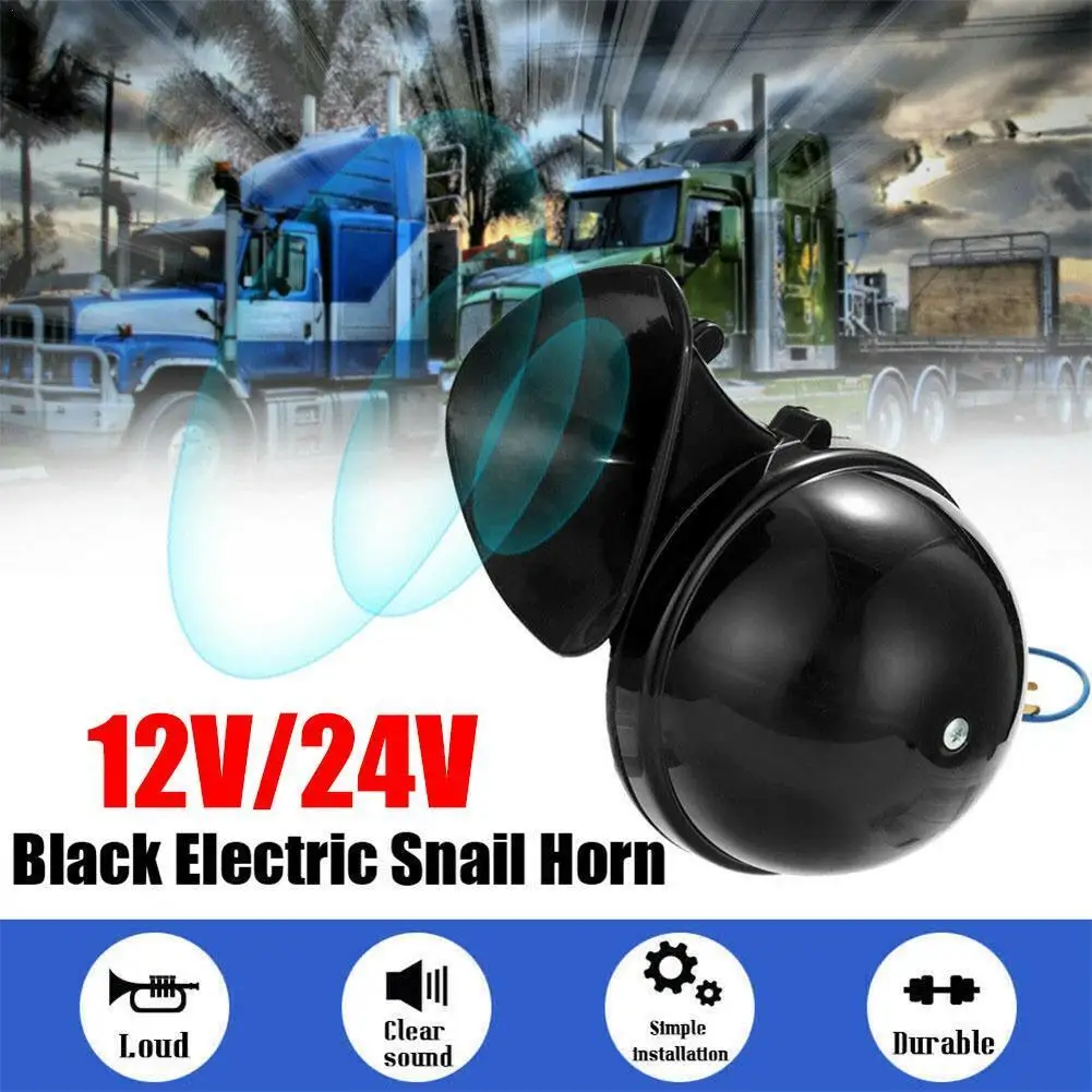 

Электрический звуковой сигнал со спиралью 12/24 В, очень громкий черный звуковой сигнал, воспроизводящийся водонепроницаемый звуковой сигна...