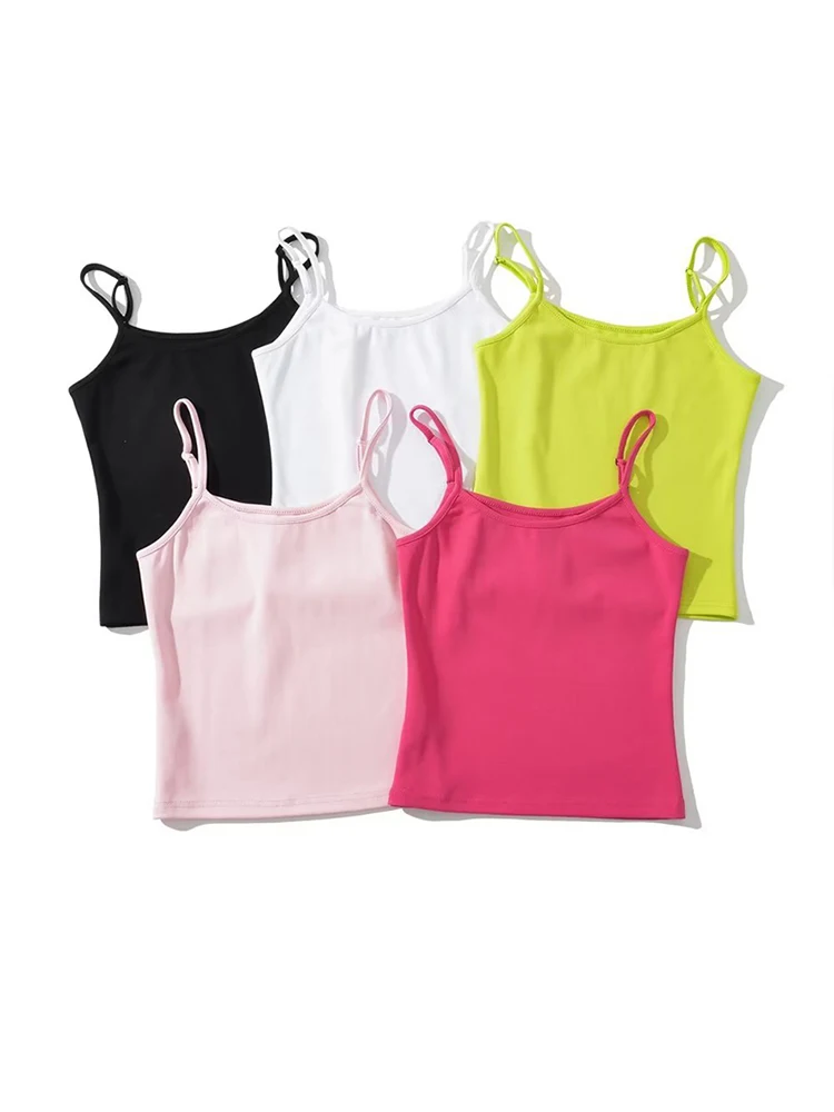 Флуоресцентные жилеты на бретельках Новинка лета 2024 модные сексуальные женские