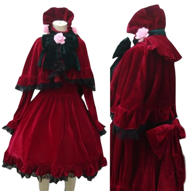 

SBluuCosplay Anime Rozen Maiden Pure Ruby Cosplay Shinku Red Dress Halloween Costume Custom Made