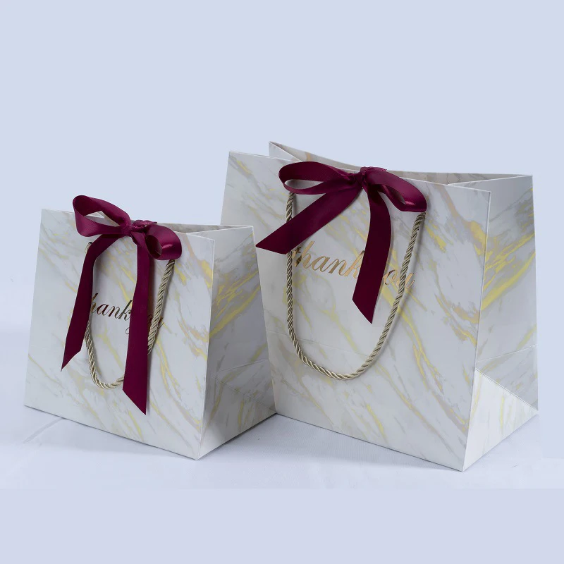 

20 Pcs Paper Gift Bag For Clothes Books Packaging Gold Handle Paper Box Bags Thank You Kraft Paper Gift Bag With Handles