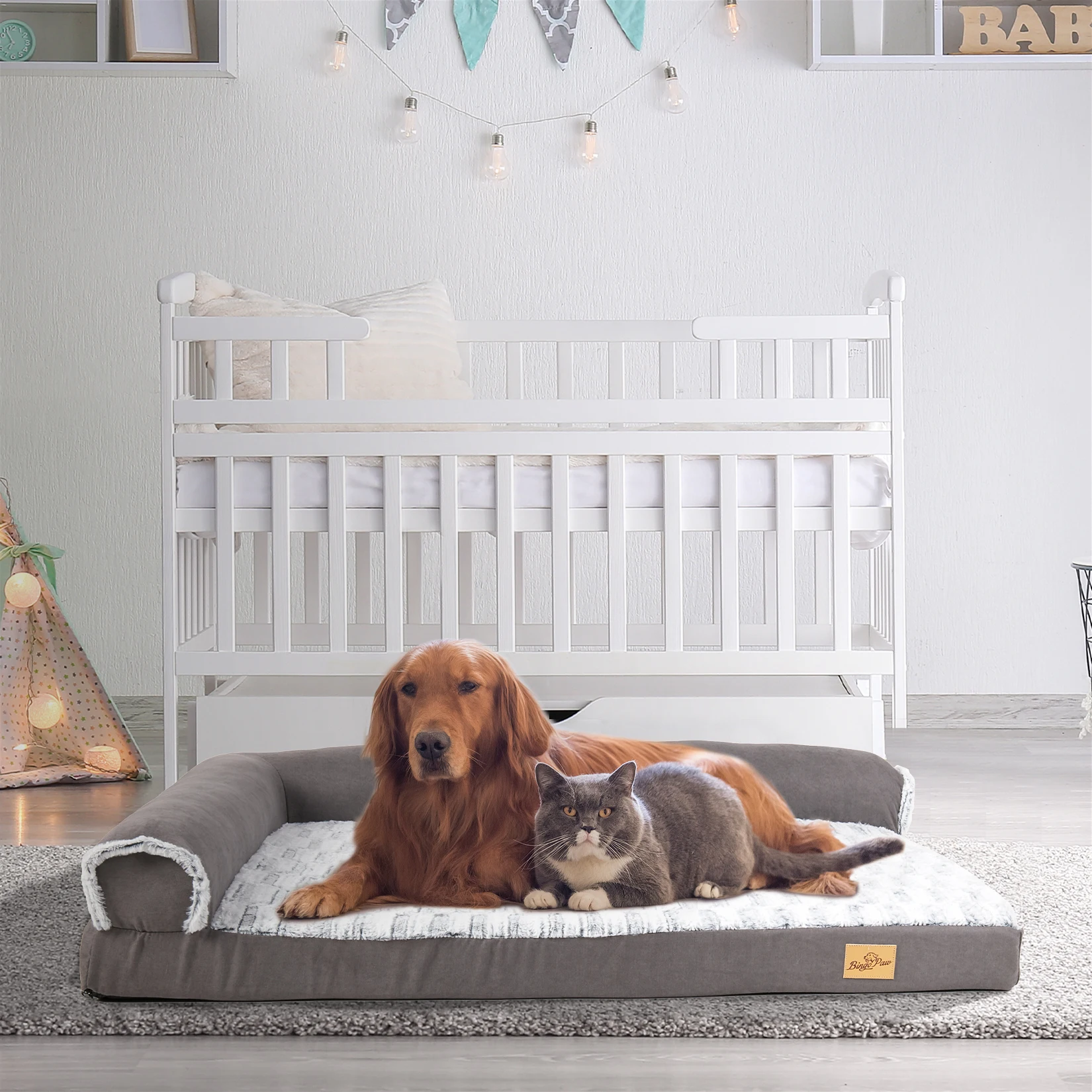 Waterproof Plush Dog Bed with Self-Warming Feature 2