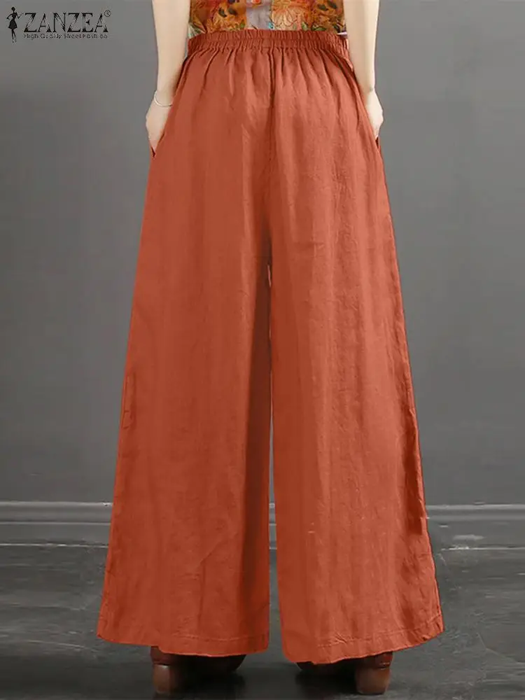 Модные женские брюки ZANZEA летние свободные повседневные мешковатые с эластичным