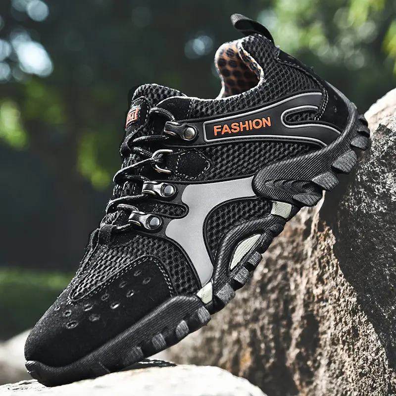 JIEMIAO Men's Hiking Shoes Mesh Breathable Outdoor Shoes Wear-resistant Men Trekking Walking Hunting Tactical Sneakers