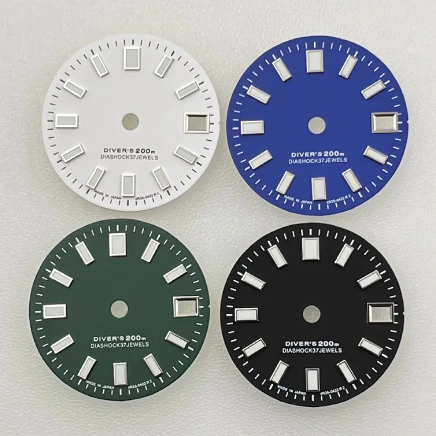 

NH35 Dial 28.5mm Blue Green Black White Dial Green Luminous for NH35 Movement Watch Accessories Watch Dials
