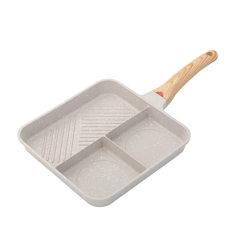 

Multipurpose Durable Fried Egg Fry Pan Steak Skillet Aluminum Alloy 3-In-1 Steak Breakfast Fry Pan Cooking Pan Kitchen Utensils