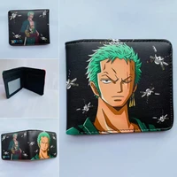 one piece anime pu leather wallet new short wallet lufei solong student unisex coin purse womens wallet