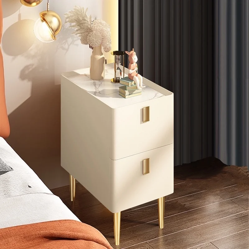 

Nordic White Minimalist Space Saving Nightstands Narrow Italian Simple Drawers Bedroom Cabinets Storage Comodini Home SY50BT