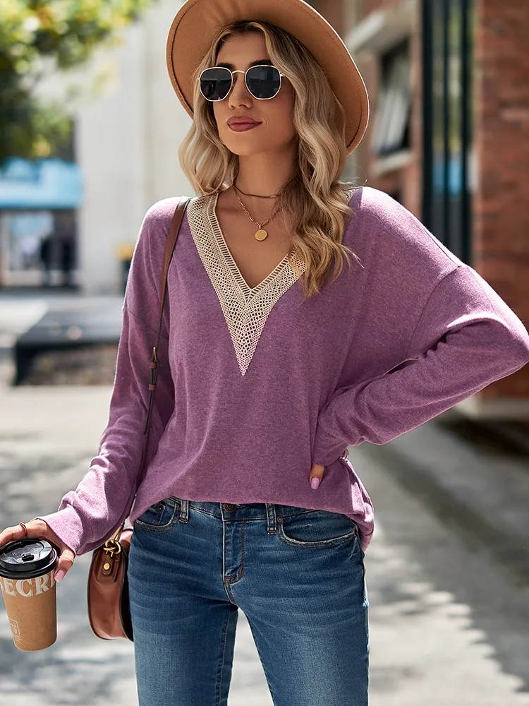 Новинка 2022 женская футболка модная одежда v-образный вырез длинный рукав уличная