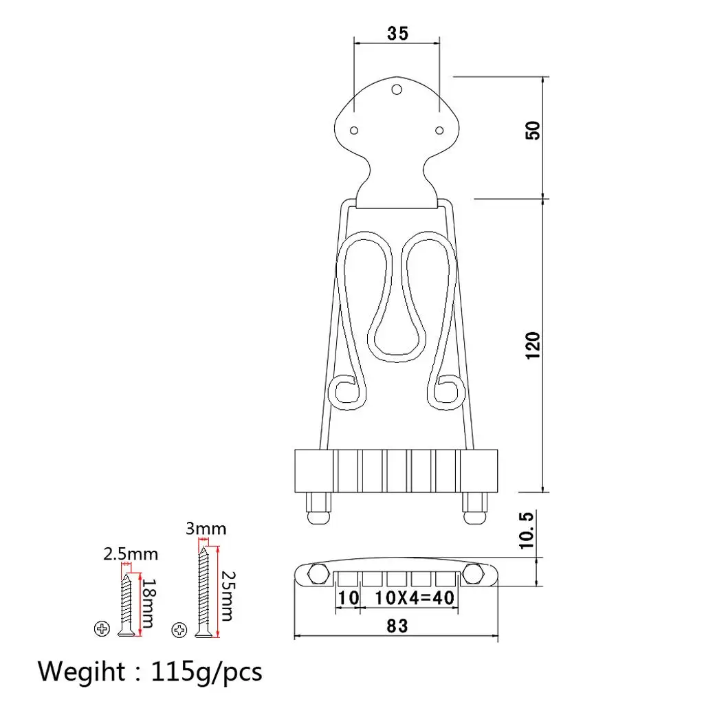 

Guitar Tailpiece Bridge And Screws for 6-Strings Archtop Guitar