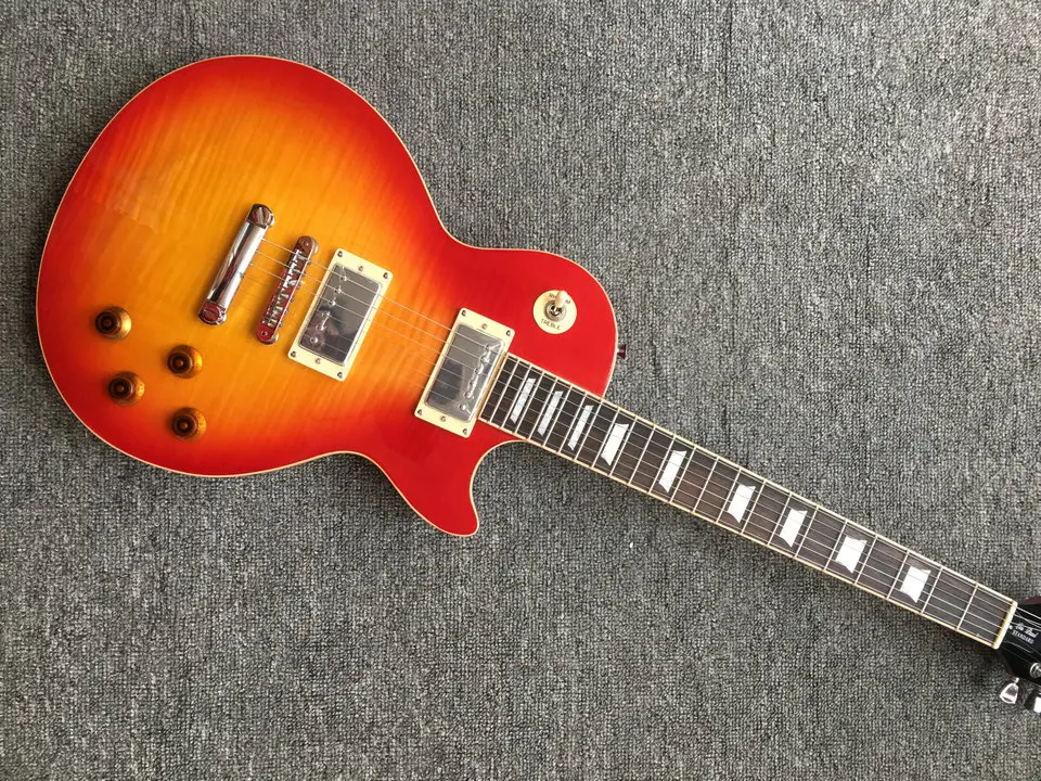 

New LP standard lemon guitar VS vintage cherryburst color mahogany body rosewod fretboard one piece of neck fret binding
