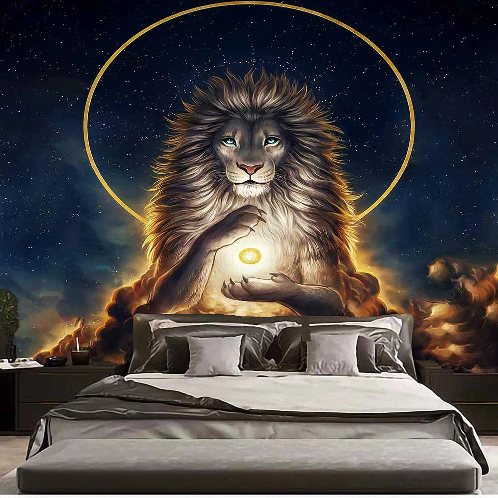 

Lion Banners Flag Poster Wall Art Home Decor tapestry Mandala Witchcraft Hippie Tapestry Boho decor Wall Hanging Painting