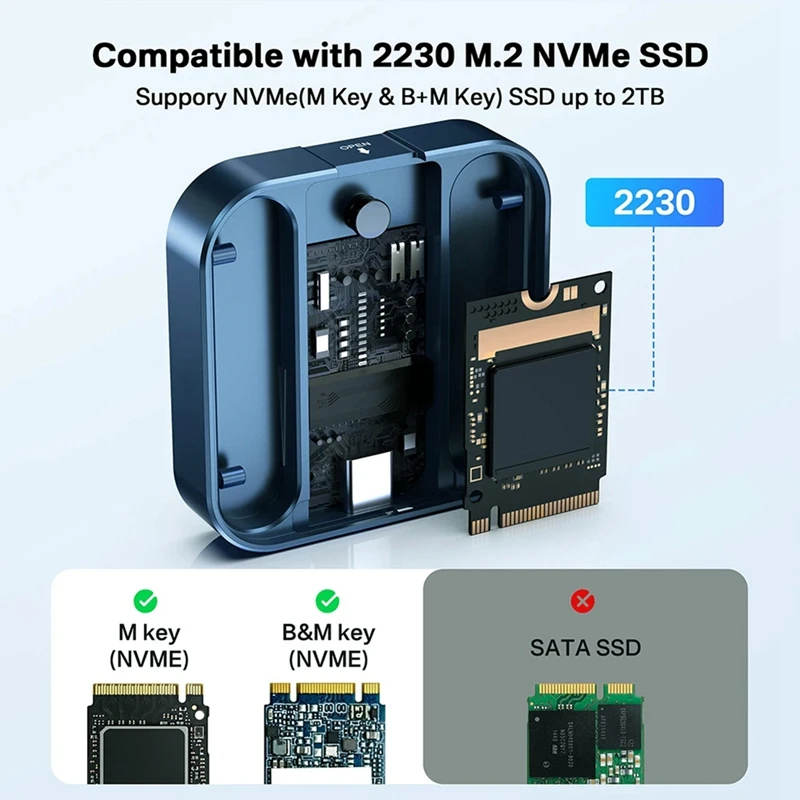 Корпус SSD ACASIS M.2 2230 Nvme USB C 3 1 до 10 Гбит/с магнитный внешний для ноутбука телефона