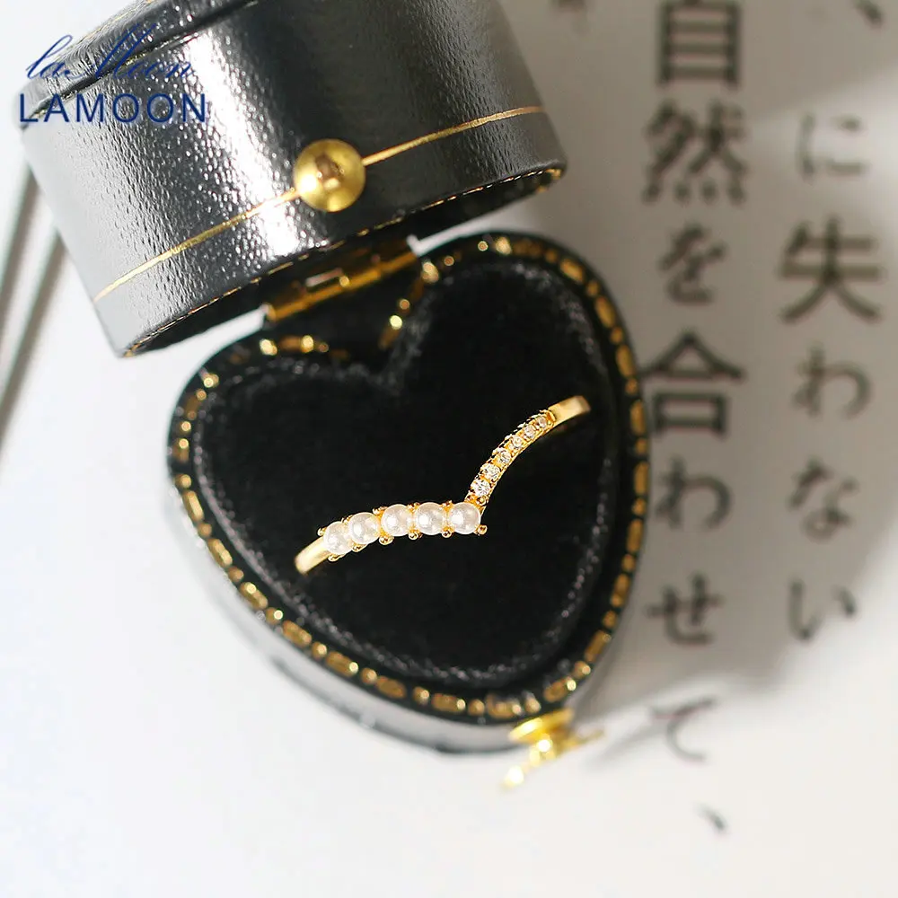 LAMOON 925 серебряные обручальные кольца для мужчин свадебные туфли с жемчугом