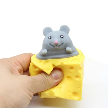Pop Up Funny Mouse And Cheese Block Squeeze Anti-stress Toy Hide And Seek Figures Stress Relief Fidget Toys For Kids Adult 1