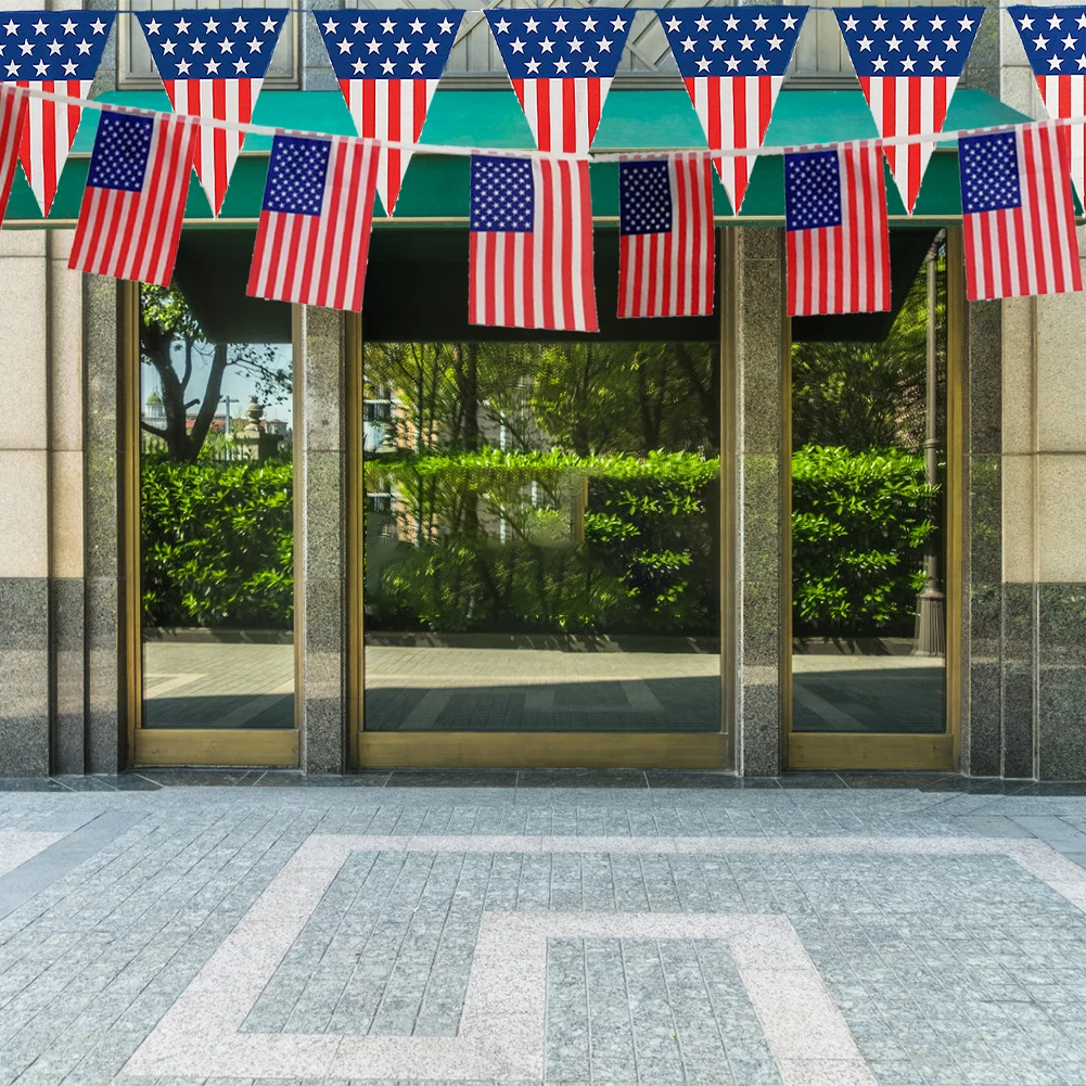 

4pcs Durable American Flag Bunting Banner Exquisite String Independence Day Festive Patriotic Small Memorial Polyester Washable