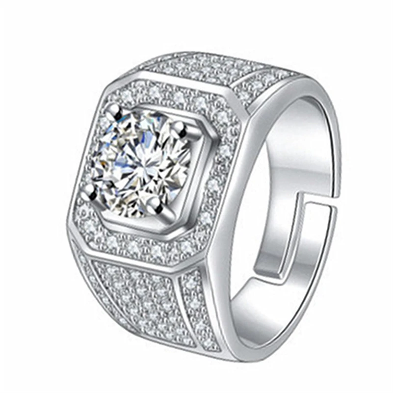 

Origin Natural 2 Carats Diamond Gemstone S925 Sterling Silver Ring for Men Anillos De Bizuteria Wedding Silver 925 Jewelry Rings