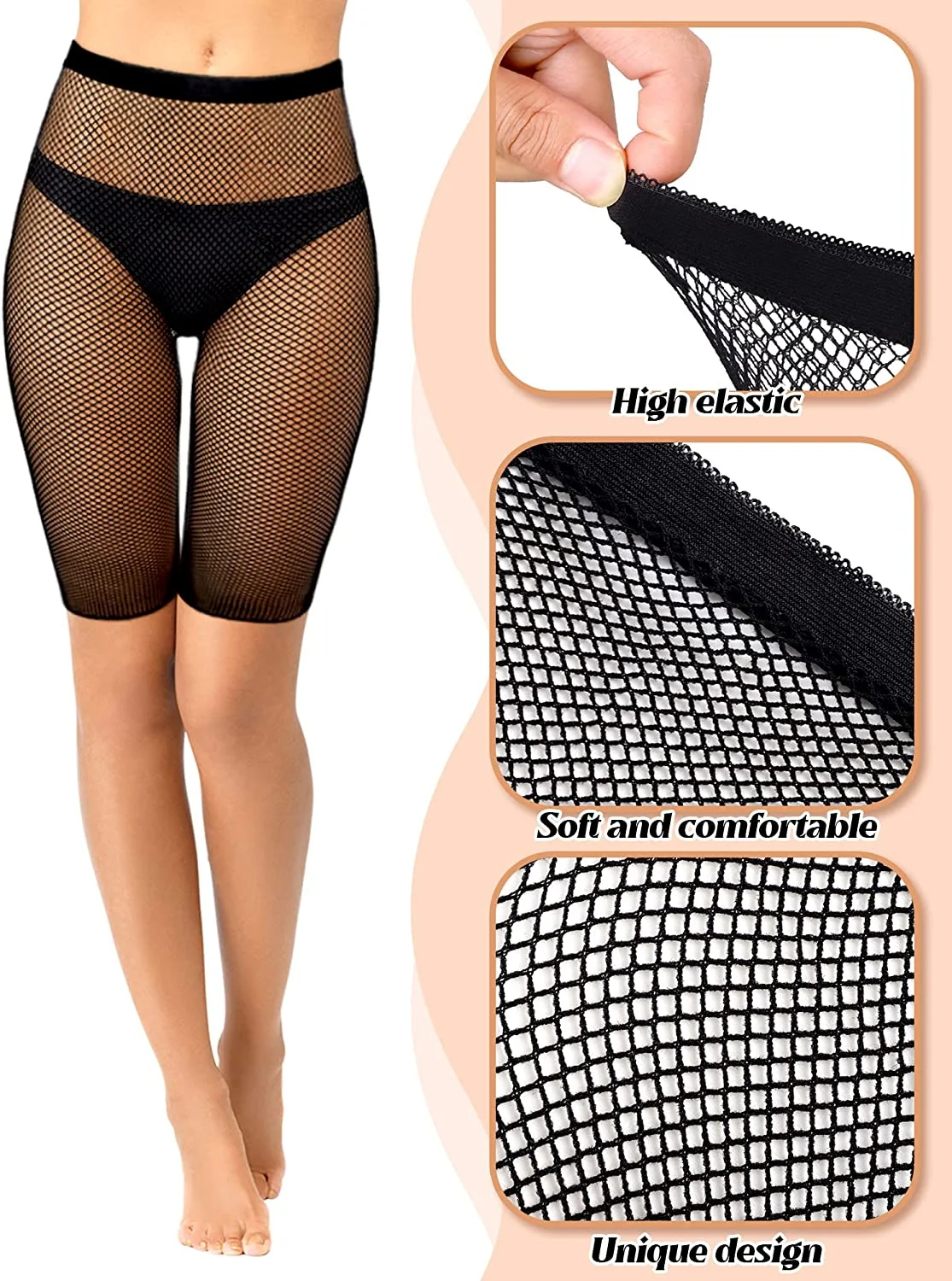 

XIANGSHANGIRL Women's Shorts Pantyhose Fishnet Stockings High Waist Shorts Tights Transparent Mesh Short Pants Dropshipping