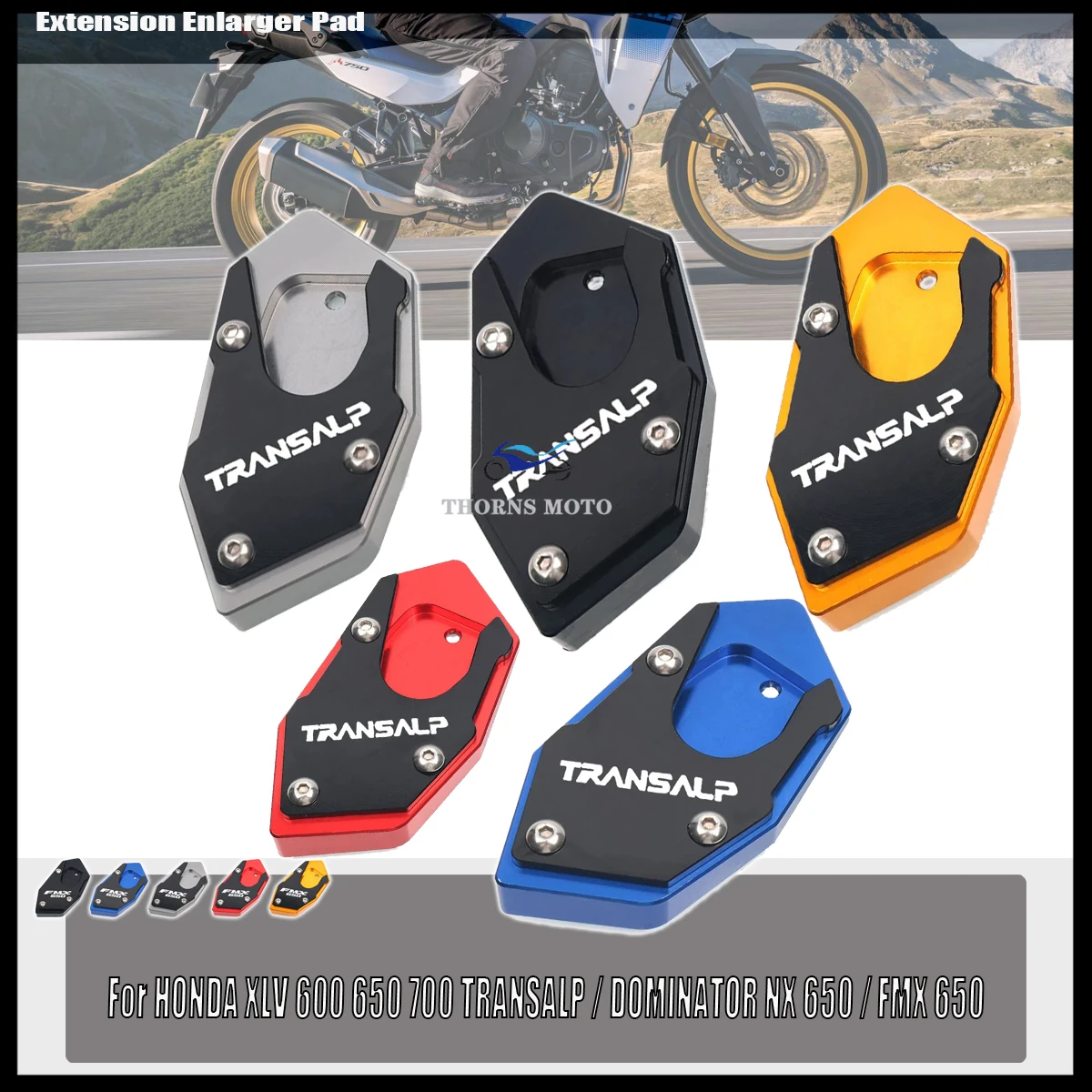 Фото Для HONDA XLV 600 650 700 TRANSALP/DOMINATOR NX650 FMX 650, подставка для ног, боковая подставка, удлинитель, опорная пластина, увеличенная подставка №1