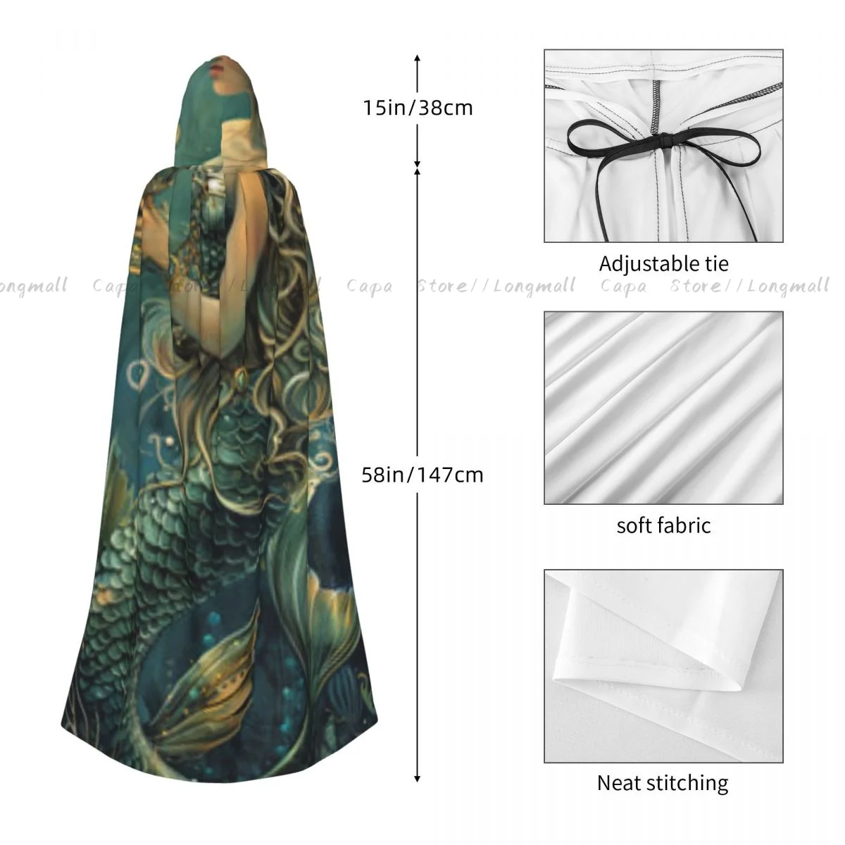 Плащ ведьмы красивая русалка с чашкой костюм для косплея на Хэллоуин плащ