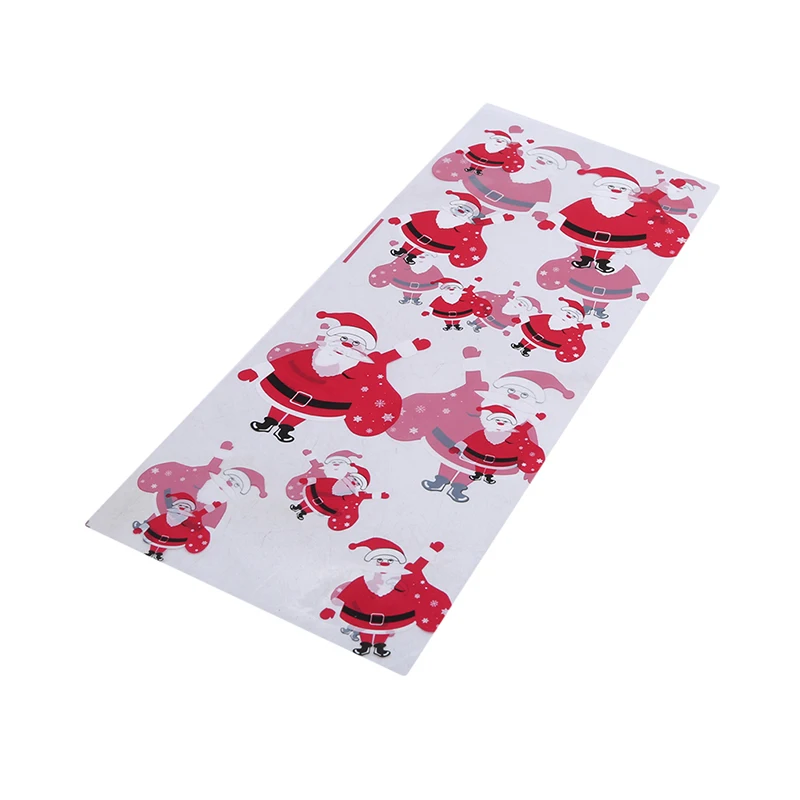 

50 шт. Рождественский прозрачный пакет, пакет для конфет, плотный пластиковый пакет, подарочная упаковка для выпечки, разнообразные узоры, рождественские подарочные пакеты