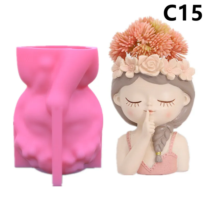 

Boo Girl DIY3D Creative Pen Holder Flower Pot Silicone Mold Scented Candle Food Grade Chocolate Cake Decoration Resin Molds