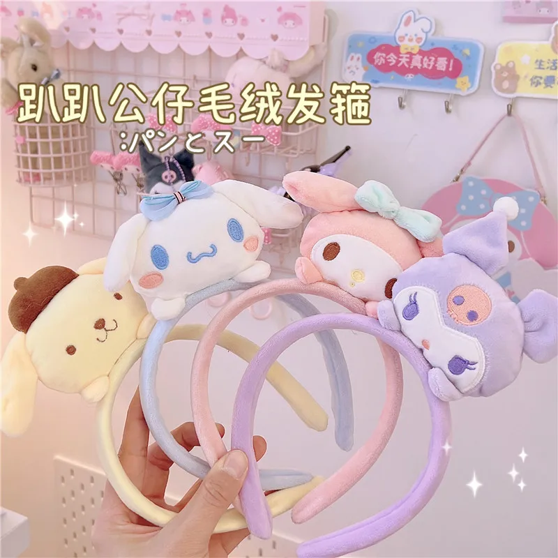 

Kawaii Sanrio Hair Band My Melody Kuromi Cinnamoroll Headband Hair Accessories Anime Cute Cartoon Plush Headdress Girls Gift