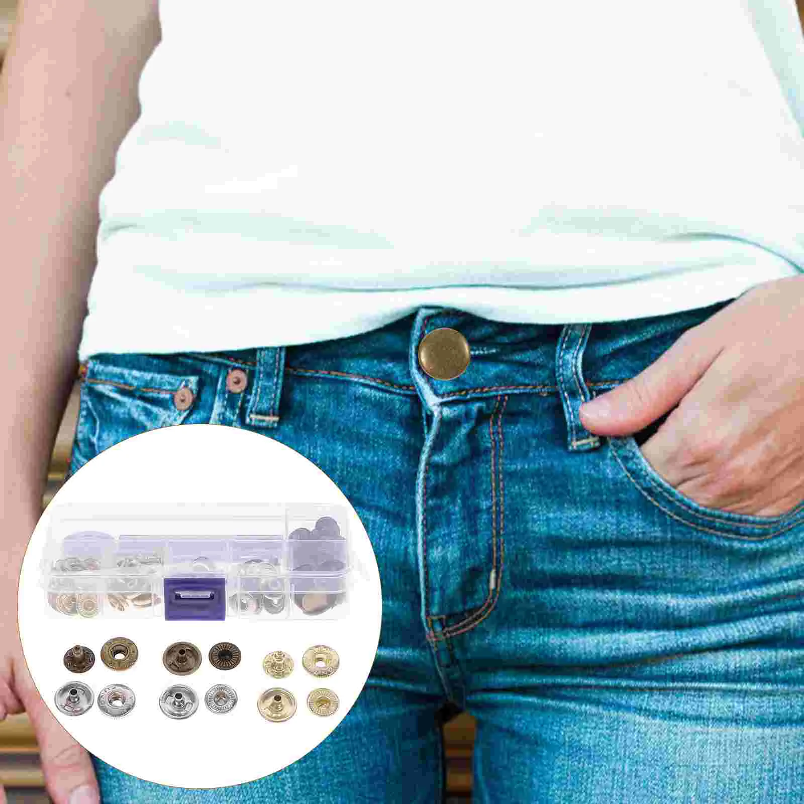 

30 Sets Jeans Wears Snap Buttons With Setting Tools Button Press Metal Snaps Press Snap Buttons For Clothes