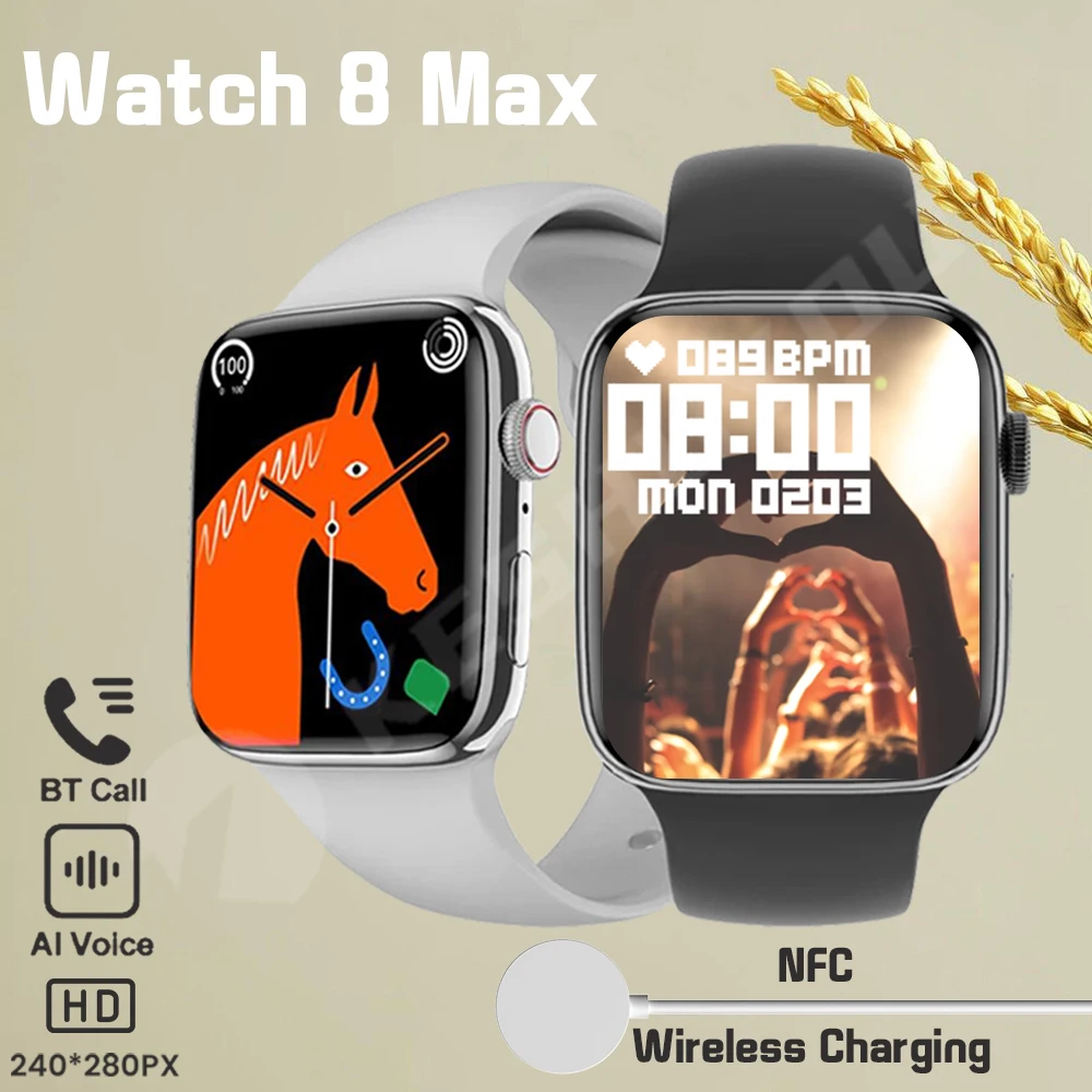

Smart Watch 8 Max Wireless Charging Men Answer Call 1.85 NFC Sport Tracker Women Smartwatch Gift For Apple Phone PK i8 pro max