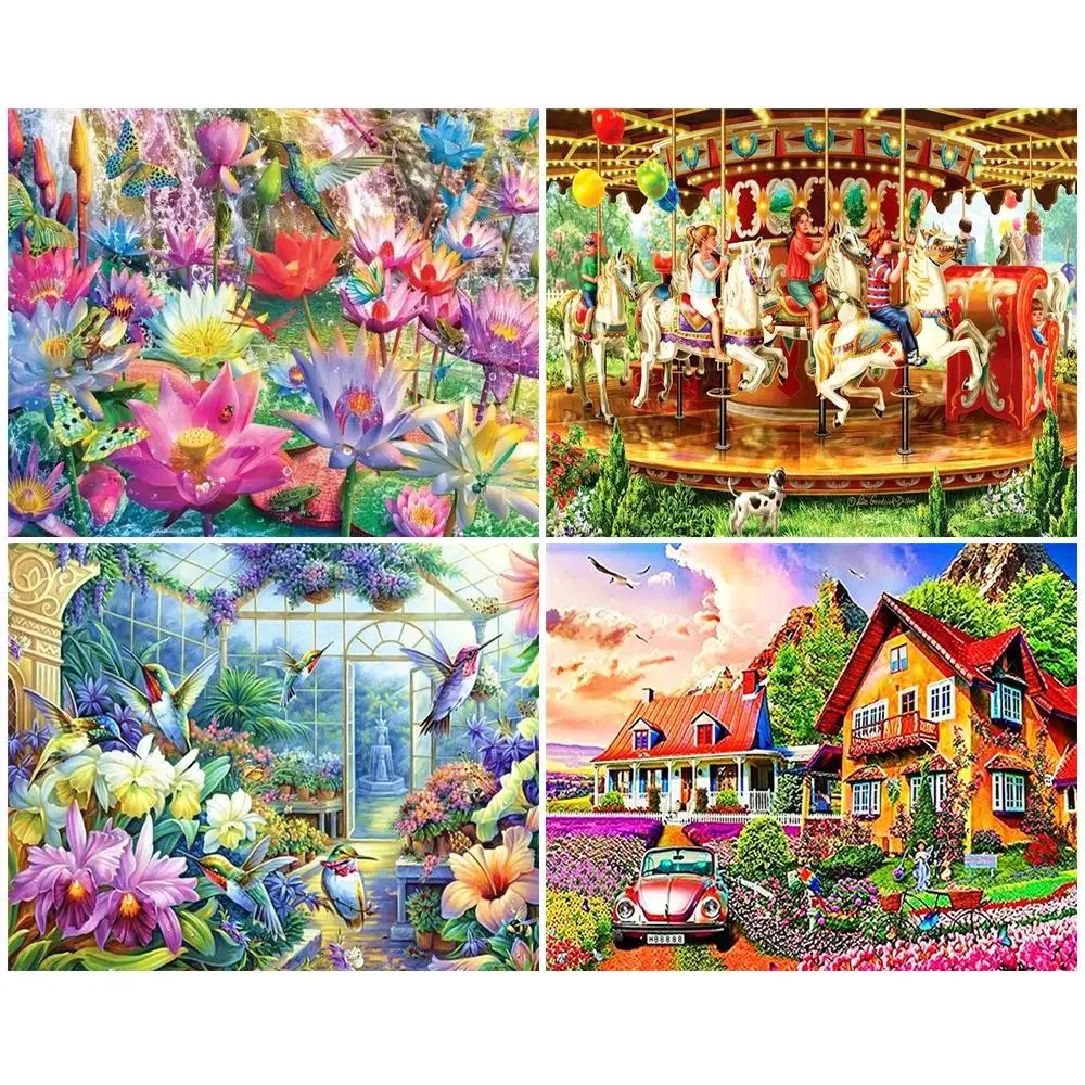 

RUOPOTY Picture By Number House Kits DIY On Canvas Unique Gift Painting By Numbers Scenery HandPainted Decoration Wall Art