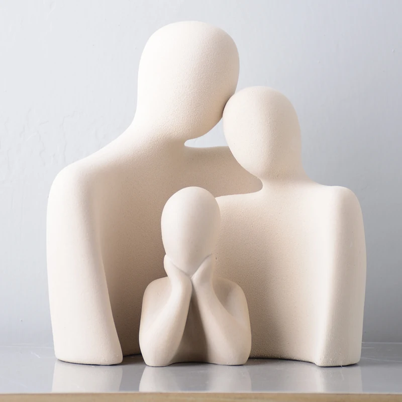 

Statues for Decoration Ceramic Art Crafts Abstract Figure Sculpture Family Couple Hugging Nordic Home Decoration Accessories