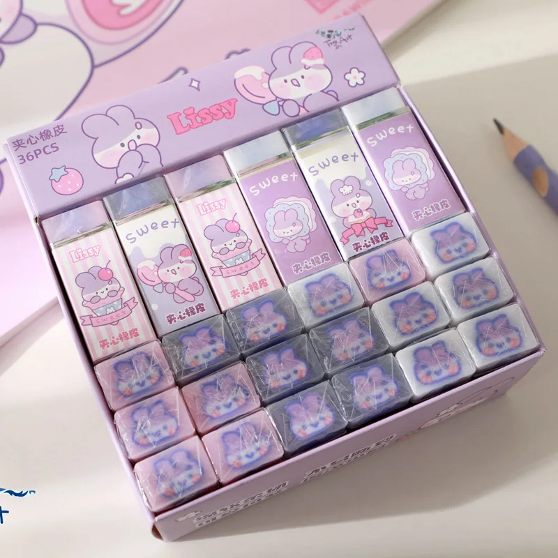 

Kawaii Pencil Eraser Cute Bunny Cartoon Sandwich Eraser Childrerevision School Gift Eraser Student Office Supplies