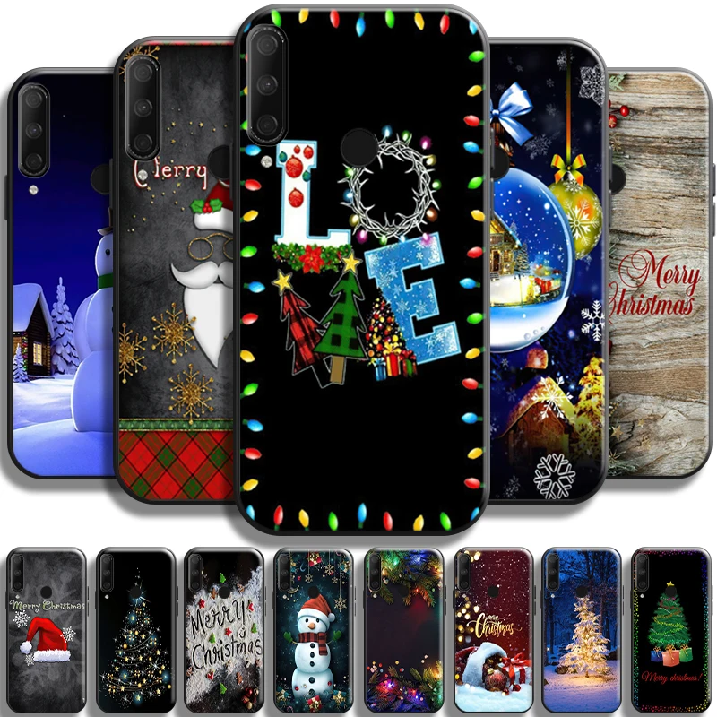

Santa Claus Christmas Tree For Huawei Honor 10X Lite 9X 8X 7X Pro Phone Case Black Coque TPU Carcasa Shockproof Cover Soft