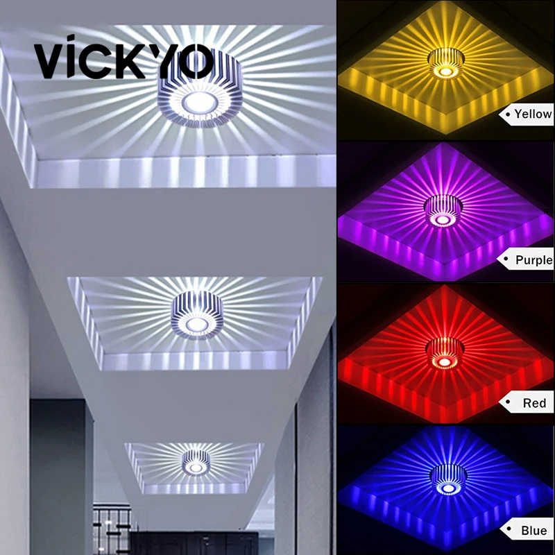 

VICKYO 1W 3W Sunflower RGB Effect Light LED Wall Sconce Lamps AC100-265V Remote Control Colorful Yellow/Blue/Red Indoor Lighting