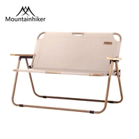 mountainhiker outdoor leisure double folding chair portable ultralight camping picnic beach chair 2 person wood grain nap chair