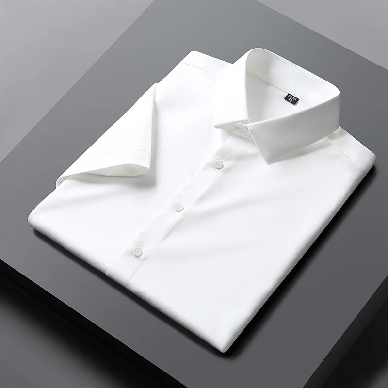 Рубашка мужская с защитой от морщин эластичная гладкая сорочка для работы и