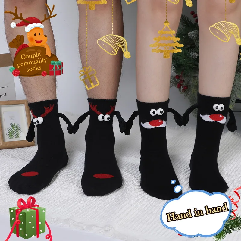 

Christmas Anime Couples Holding Hands Socks Magnet Personality Stereoscopic Doll Cute Cotton Hold Hands Hand In Hand Stockings