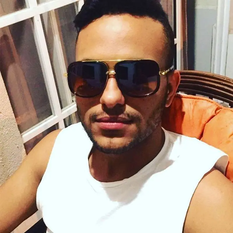 

Fashion New Big Frame Sunglasses Men Square Metal Glasses Women Retro Glasses Vintage High Quality Gafas Gafas De Sol