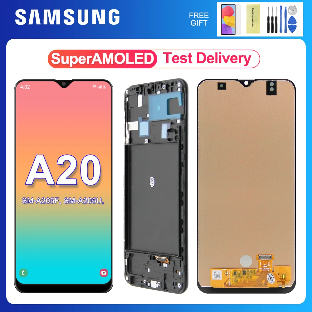

Super AMOLED For Samsung Galaxy A20 LCD Display Touch Screen Digitizer Assembly SM-A205F, SM-A205FN, SM-A205GN Display Screen