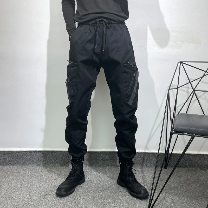 Japanese Fashion Multi Pocket Casual High Street Overalls, Fashionable Men's Splicing Function, Popular Hip-Hop Tapered Pants