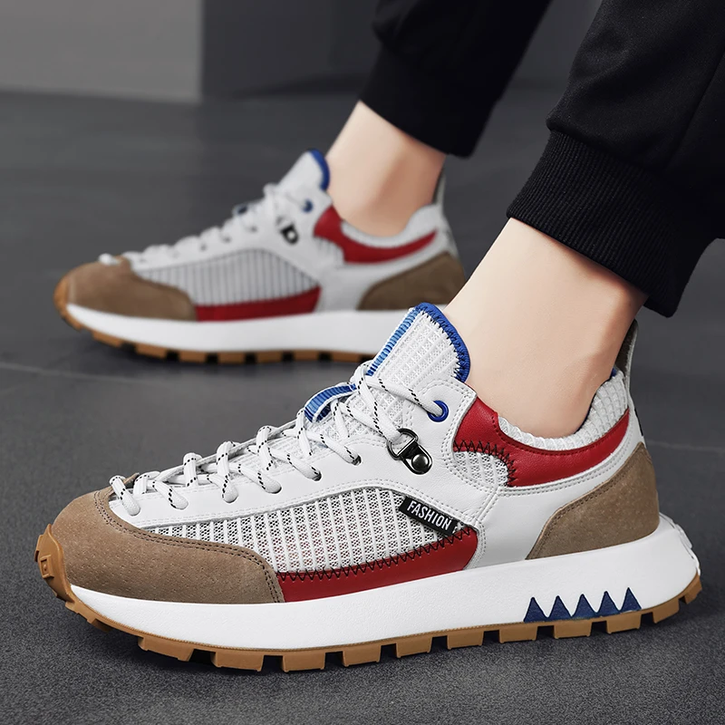 

Men's Causal Sneakers 2023 Summer Breathable Mesh Lace Up Platform Running Shoes for Men Outdoor Fashion Chunky Male Tenis Shoes