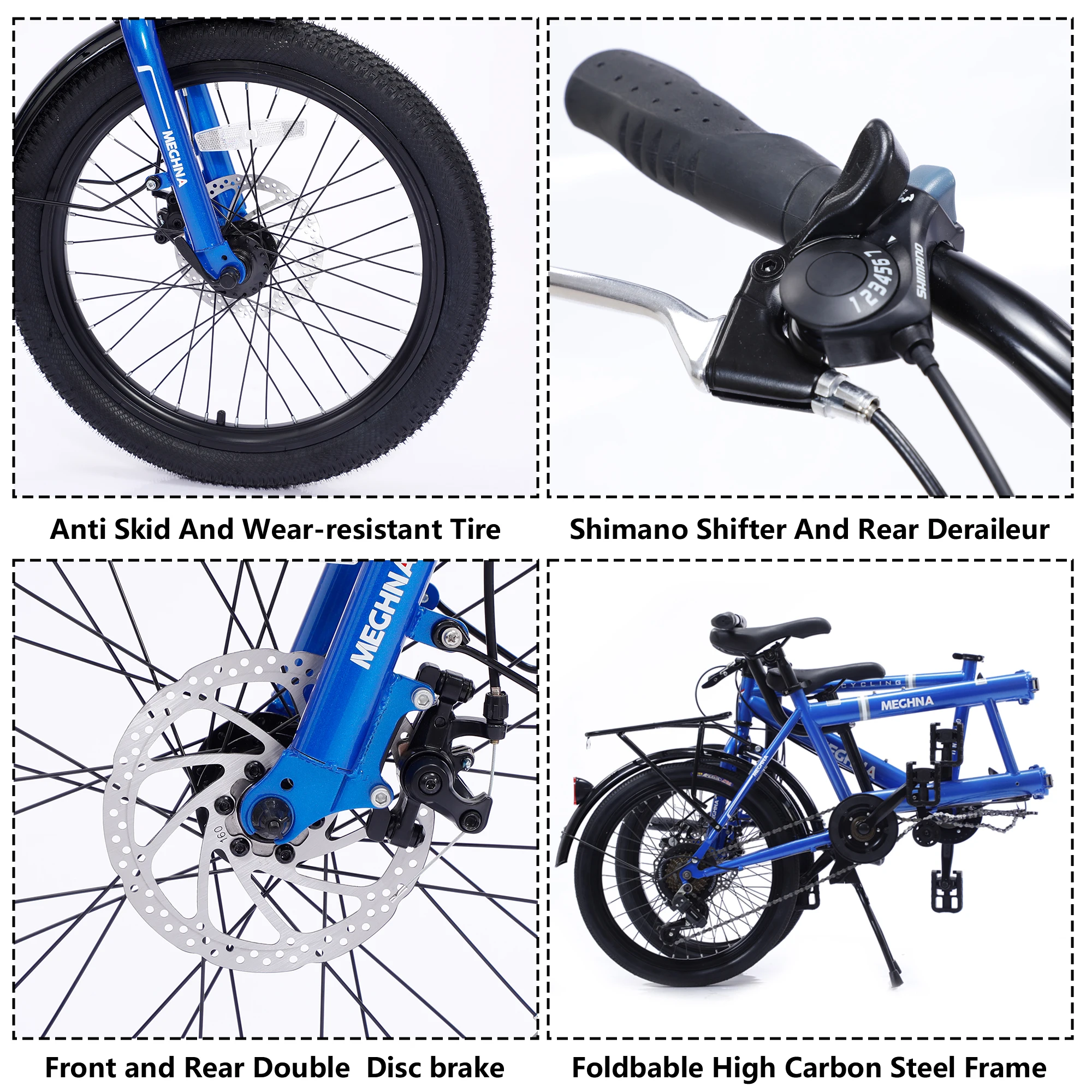 Фото Meghna 20-26-дюймовый складной тандемный велосипед, 3-местный велосипед Shimano, 7-скоростной городской велосипед для путешествий, пляжный прогулочный велосипед №5