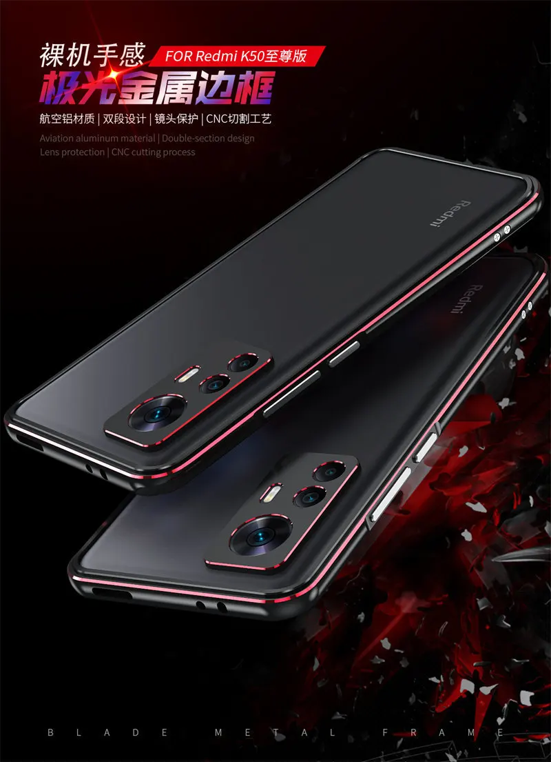 Bumper for Xiaomi Mi 12T Mi12T Xiaomi12T Glitter Metal Aluminum Frame Hard Cover Case for Xiaomi Mi 12T Pro Mi12T Metal Bumper