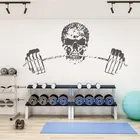 Штанга для тяжелой атлетики, наклейки на стену для упражнений, индивидуальный череп, бодибилдинг, мышцы, тренажерный зал, фитнес-клуб, украшение детской комнаты A30