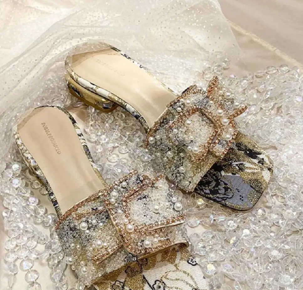 

sandalia con cristales para mujer, chanclas planas de moda, chanclas informales para playa, sandalias ostentosas, 2022