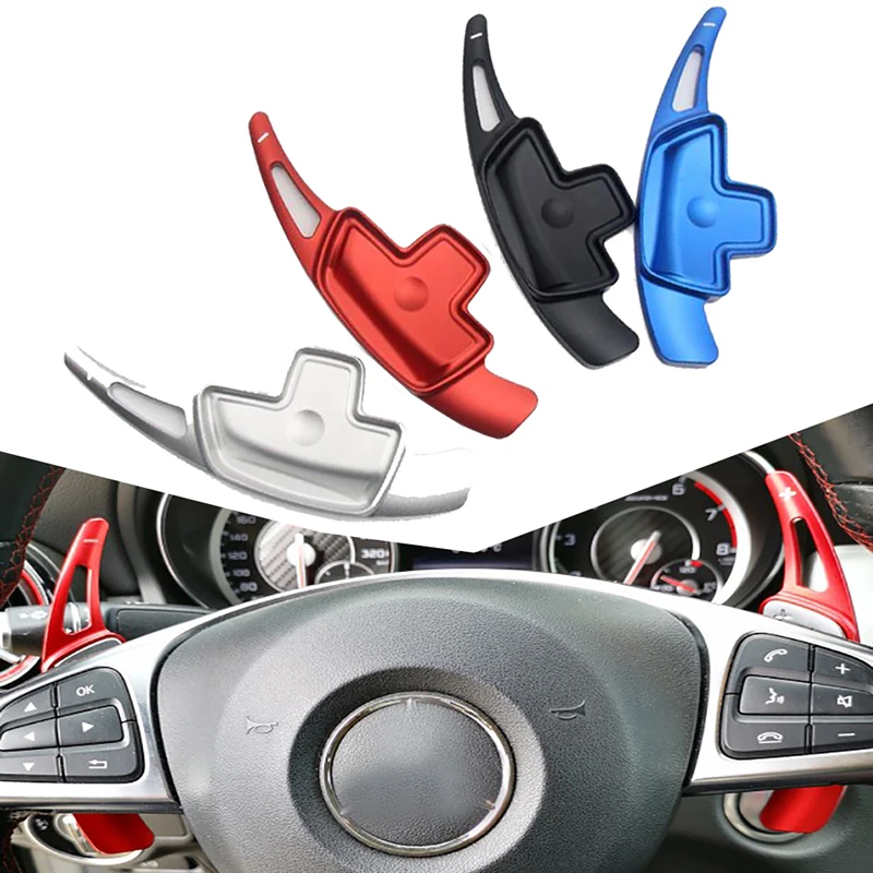 

For Benz A B C E Class CLA CLS E GLC GLE S SL SLC Aluminum Car Steering Wheel Shift Paddle Shifter Extension 2pcs