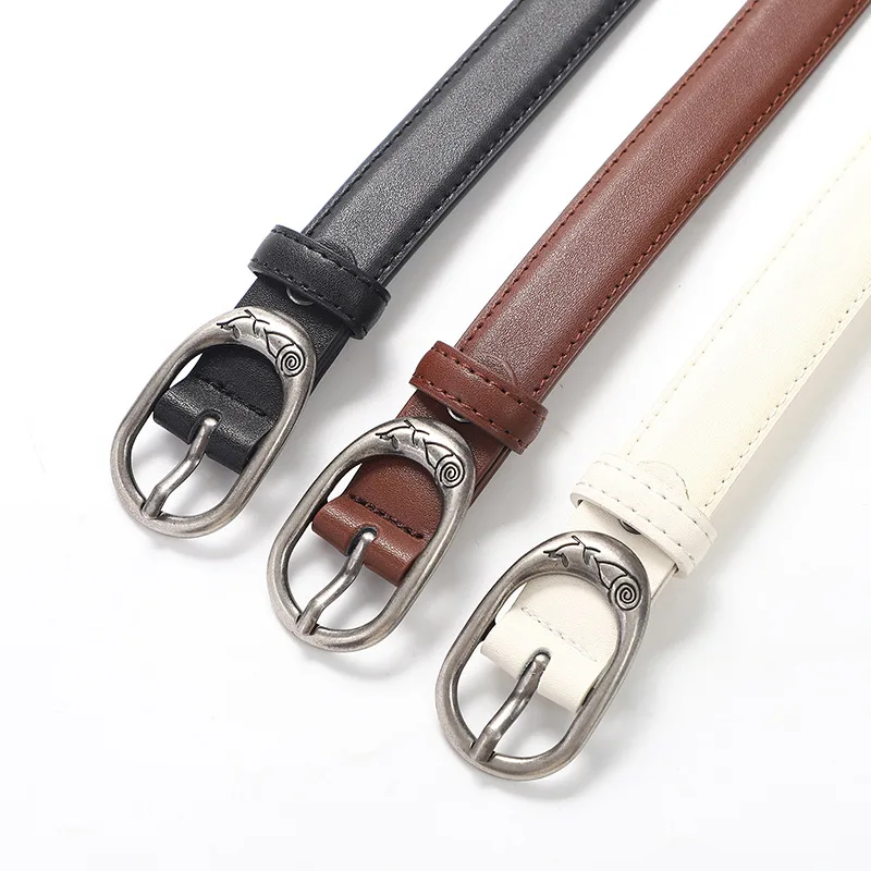 

Ladies Belt Versatile Korean Version Solid Color Alloy Pin Buckle Workplace Two Layer Leather Jeans Dress Belt