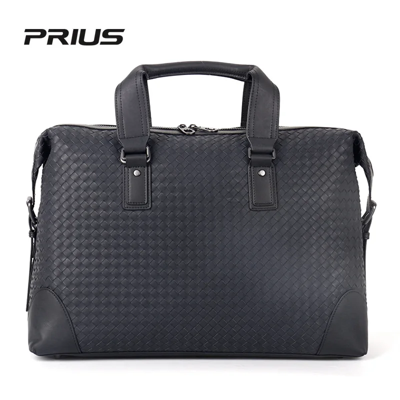 Leather fashion woven travel bag for men's shoulder bag for luxury business men's cross bag handbag for large capacity handbag