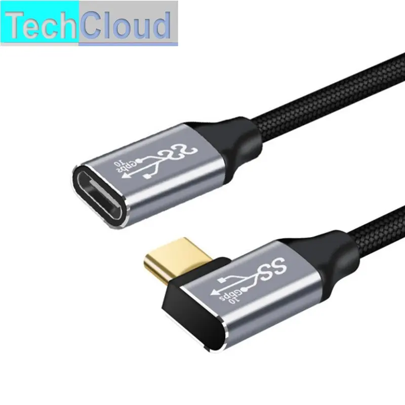 USB3.1 Type-C 90degree Extension Cable 4K 60Hz 10Gbps USB-C Extension Cable 5M MacBook Asus HP Laptop 100W PD 5A Quick Charging