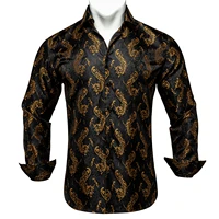 mens long sleeve silk paisley casual shirt regular fit button down collar formal dress shirt slim fit fashion shirt dibangu