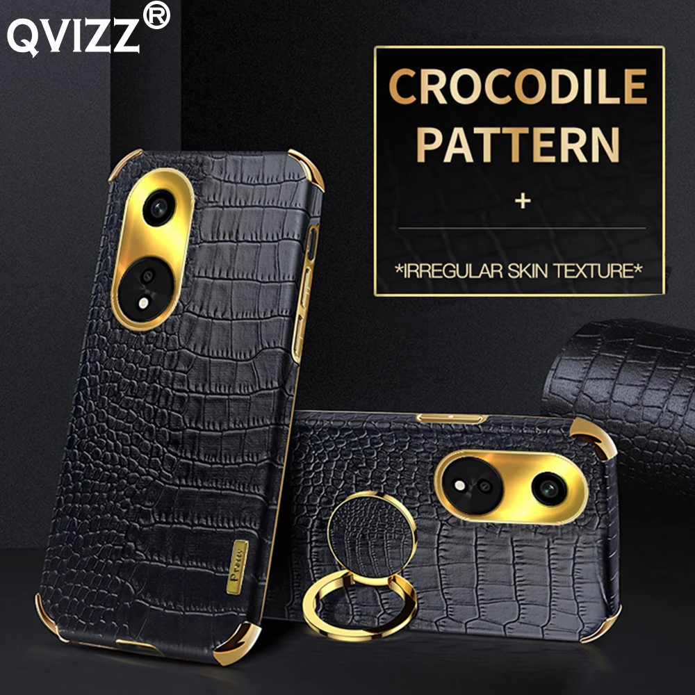 

Luxury Leather 6D Plating Case for Oppo A58 A 58 Car Magnetic Ring Holder Armor Shockproof Soft Silicone Phone Cover for OPPOA58